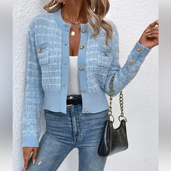 2 Pocket Cardigan in French Blue